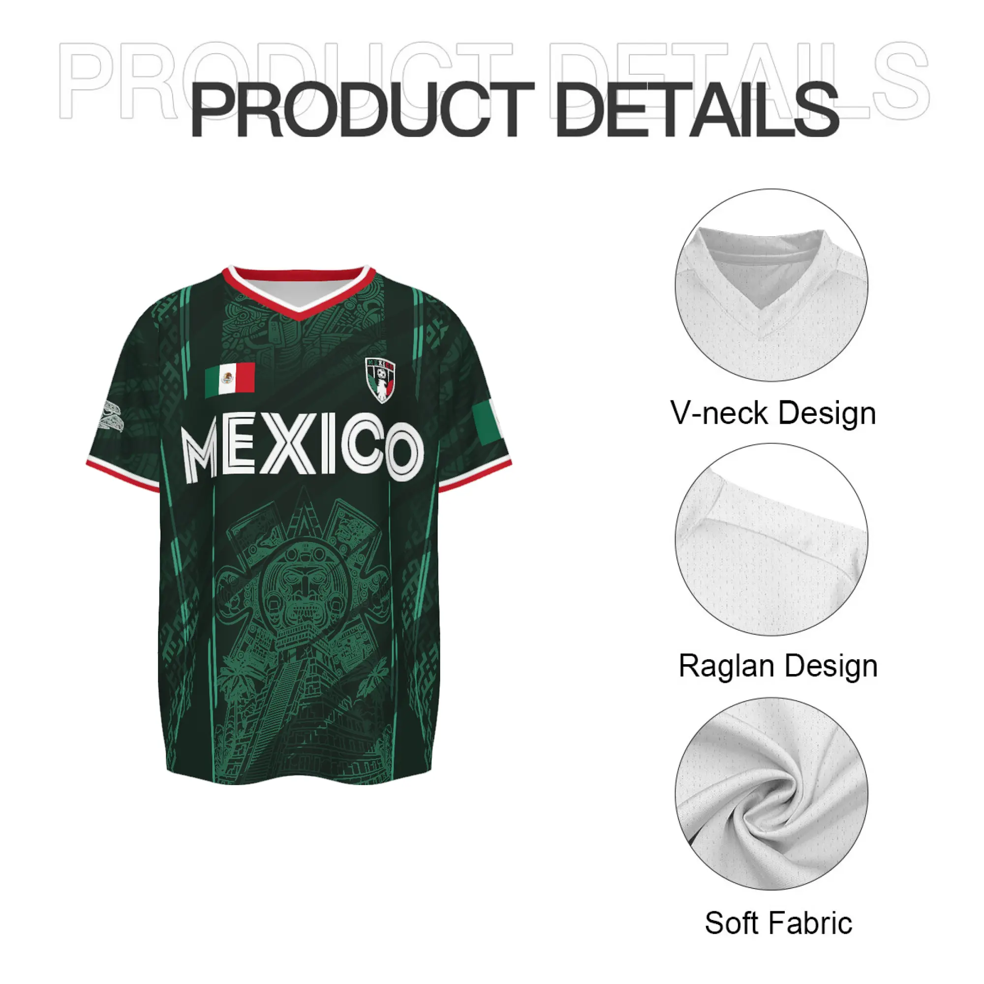 Camiseta de fútbol inspirada en México