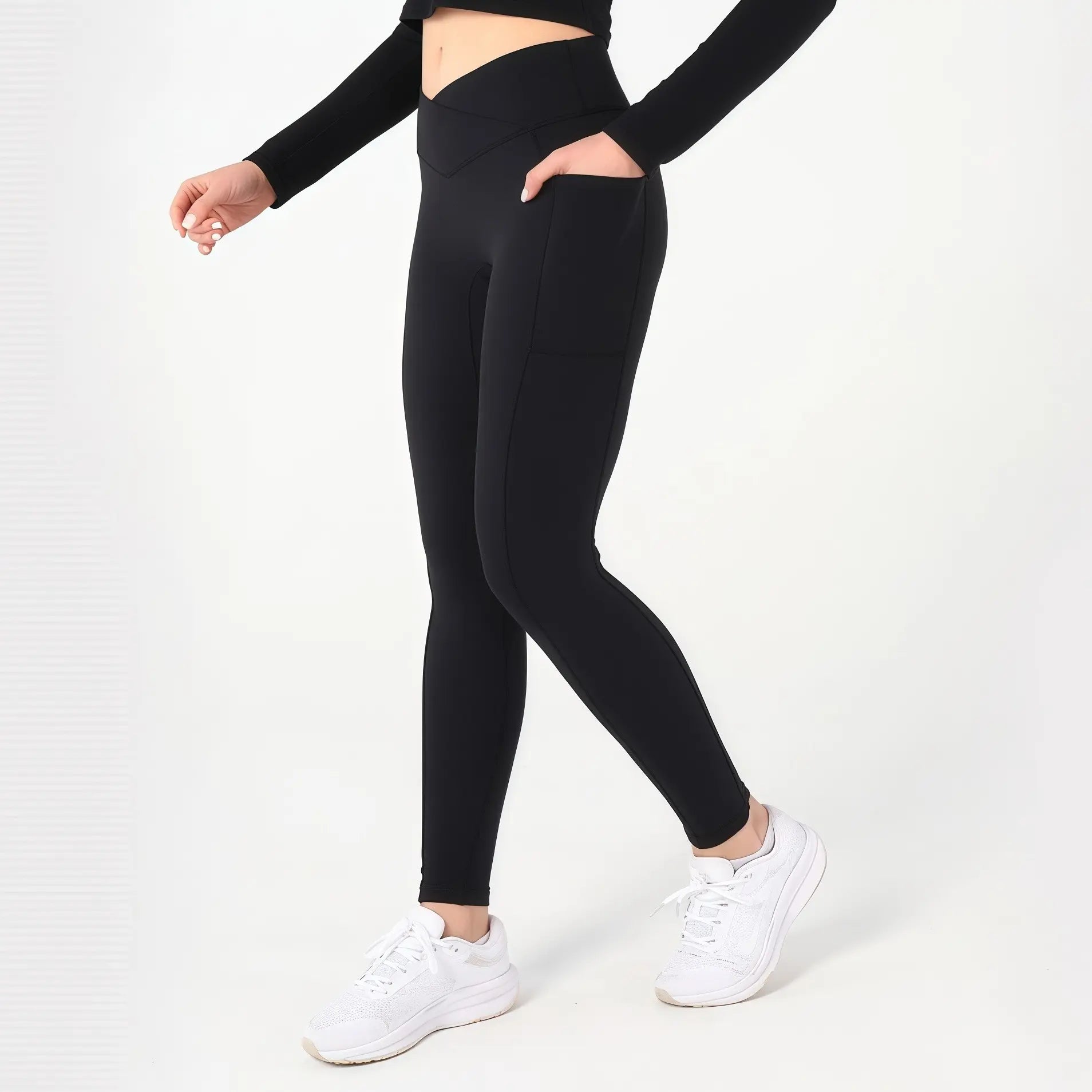 High-Waisted Stretchable Yoga Pants for Women - Athletic Leggings with Pockets for Yoga, Running, and Outdoor Activities