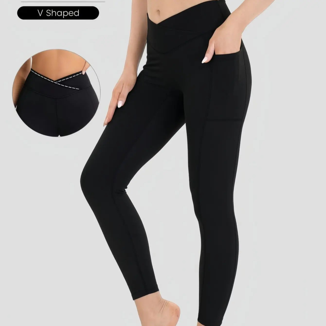 High-Waisted Stretchable Yoga Pants for Women - Athletic Leggings with Pockets for Yoga, Running, and Outdoor Activities