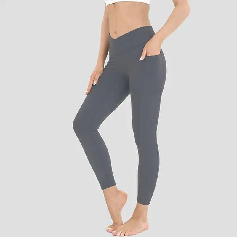 High-Waisted Stretchable Yoga Pants for Women - Athletic Leggings with Pockets for Yoga, Running, and Outdoor Activities