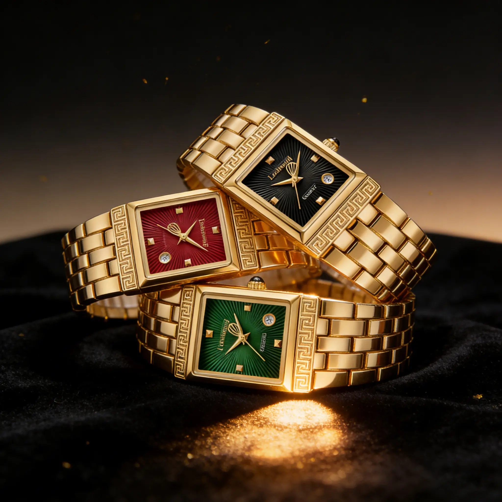 Reloj cuadrado dorado para mujer