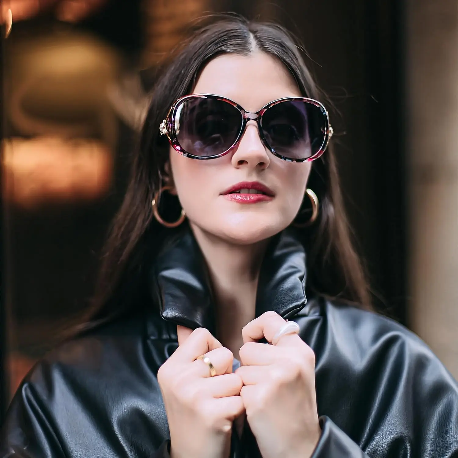 Trendy Oversized Polarized Sunglasses for Women with UV Protection