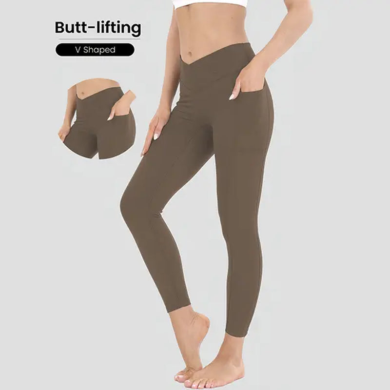 High-Waisted Stretchable Yoga Pants for Women - Athletic Leggings with Pockets for Yoga, Running, and Outdoor Activities