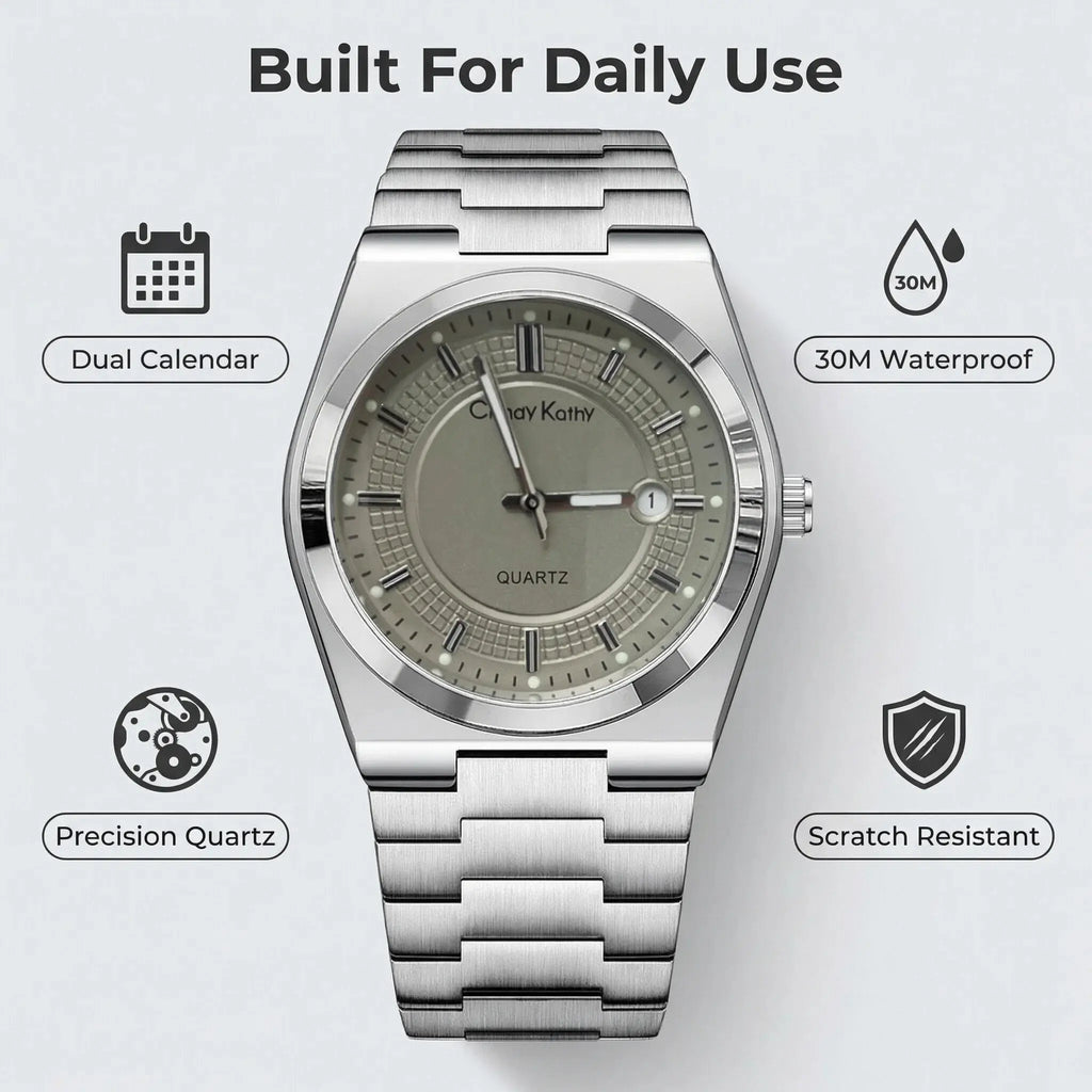 Men's Water-Resistant Analog Quartz Watch with Luminous Round Dial - Elegant and Versatile Timepiece for Any Occasion - Comes with Gift Box