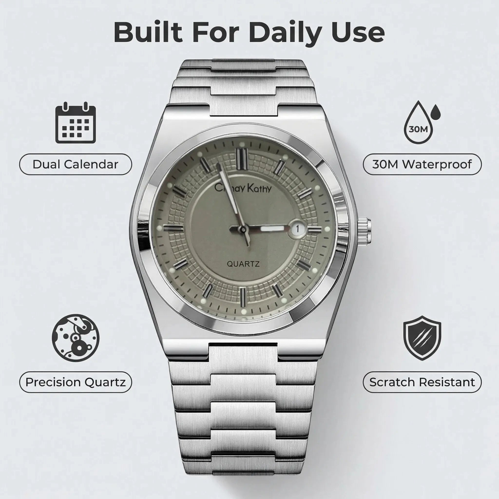 Men's Water-Resistant Analog Quartz Watch with Luminous Round Dial - Elegant and Versatile Timepiece for Any Occasion - Comes with Gift Box